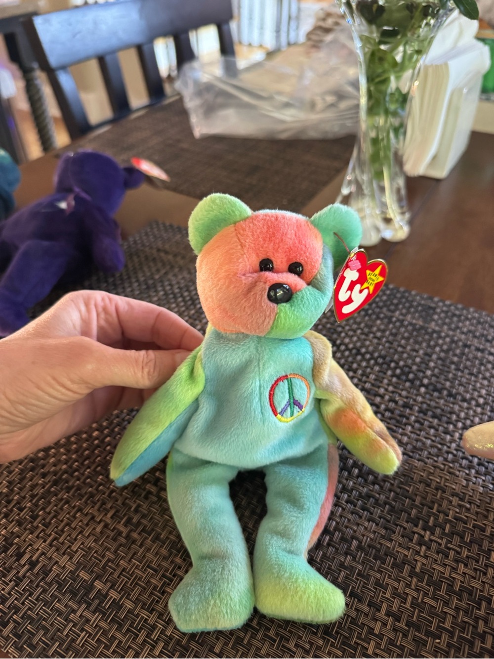 Ty Beanie Baby Peace Bear Multi-Color Plush Toy